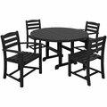 Polywood La Casa Cafe 5-Piece Black Dining Set with 2 Arm Chairs and 2 Side Chairs 633PWS1711BL